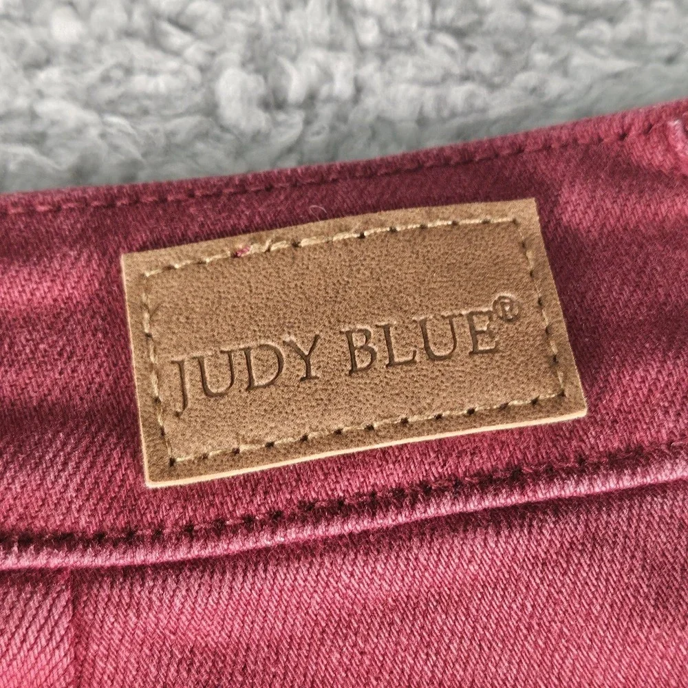 Judy Blue High Rise Seam Straight Jeans Womens 24W Burgundy Denim Preppy‎ Casual - Picture 10 of 16